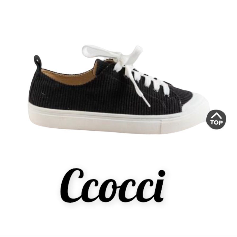 NIB CCOCCI Black Corduroy Lace Women's Tennis Shoes Sneakers 10